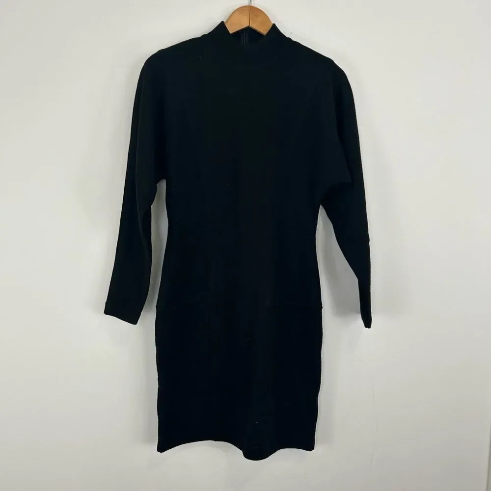 Vintage Patrick Tricot Black Wool Blend Sweater Dress - Picture 5 of 8